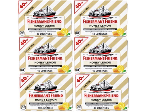 Gotas para la tos Fisherman's Friend, miel-lim&oacute;n sin az&uacute;car, 40 unidades - paquete de 6