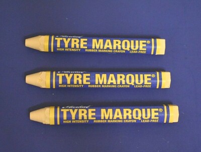 3 Markal Reifen Marque Crayon Gelb Reifen Gummi Glas Metall Auto Reparatur
