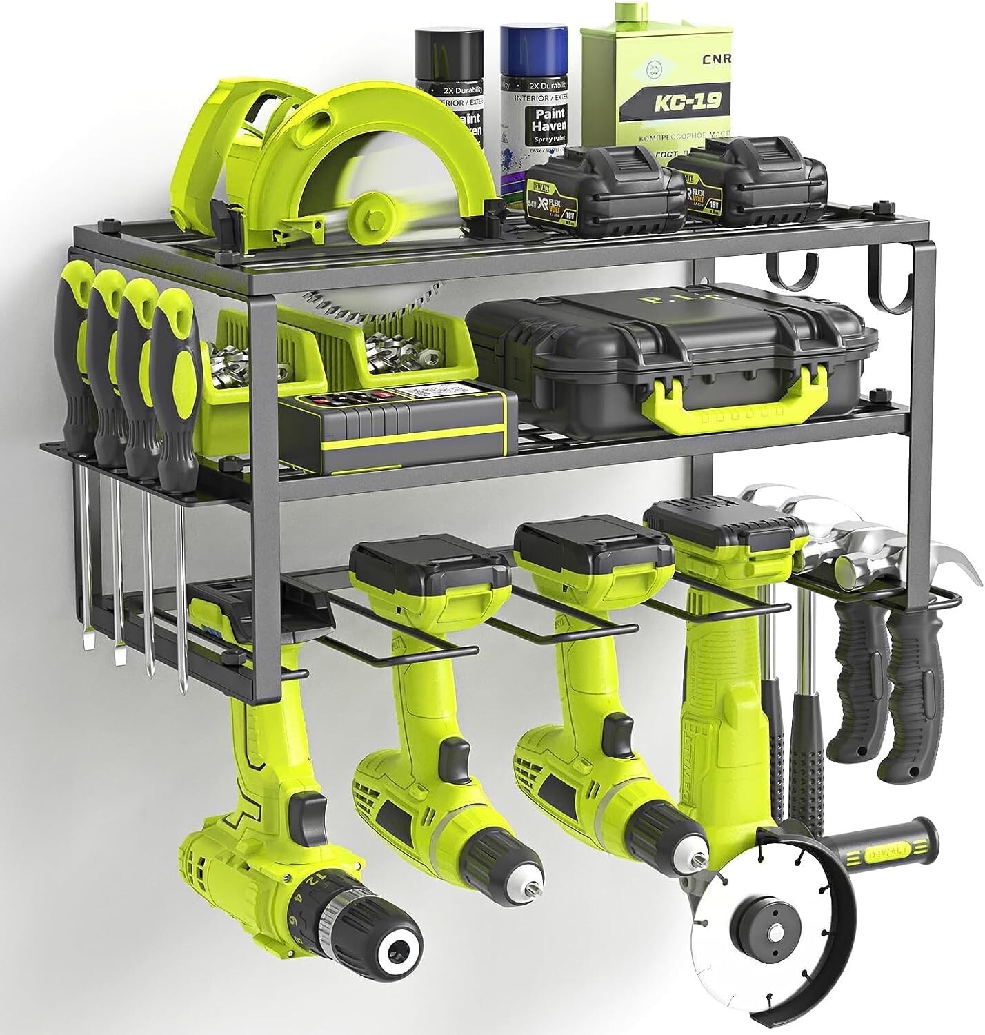 Supporto Parete per 4 Trapani - Organizer Utensili in Acciaio Heavy Duty