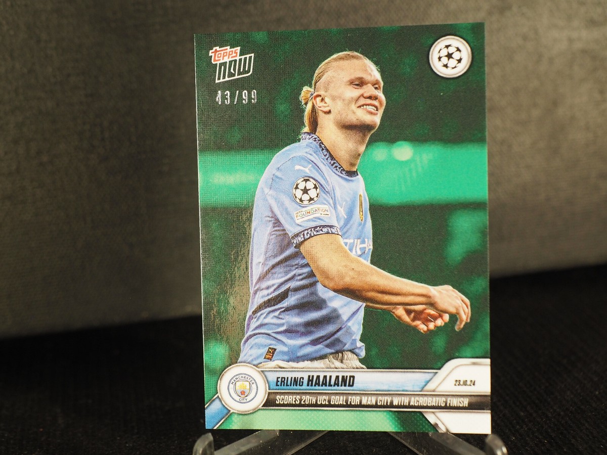 Erling Haaland 20th UCL Goal 24/25 UCC Topps NOW Card 31 Green