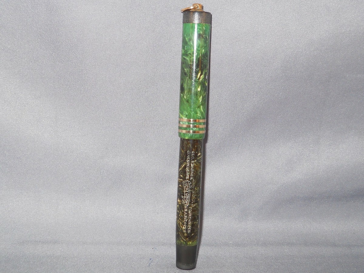 Parker Vintage Lady Duofold Lucky Curve Ring Top Fountain Pen-fine