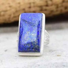 925 Sterling Silver Lapis Lazuli Ring Handmade Statement Gift Ring All Size R133