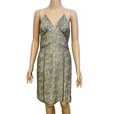 Y2K Express Lace Babydoll Halter Dress XS Sequin Fairy Coquette Romantic Gray