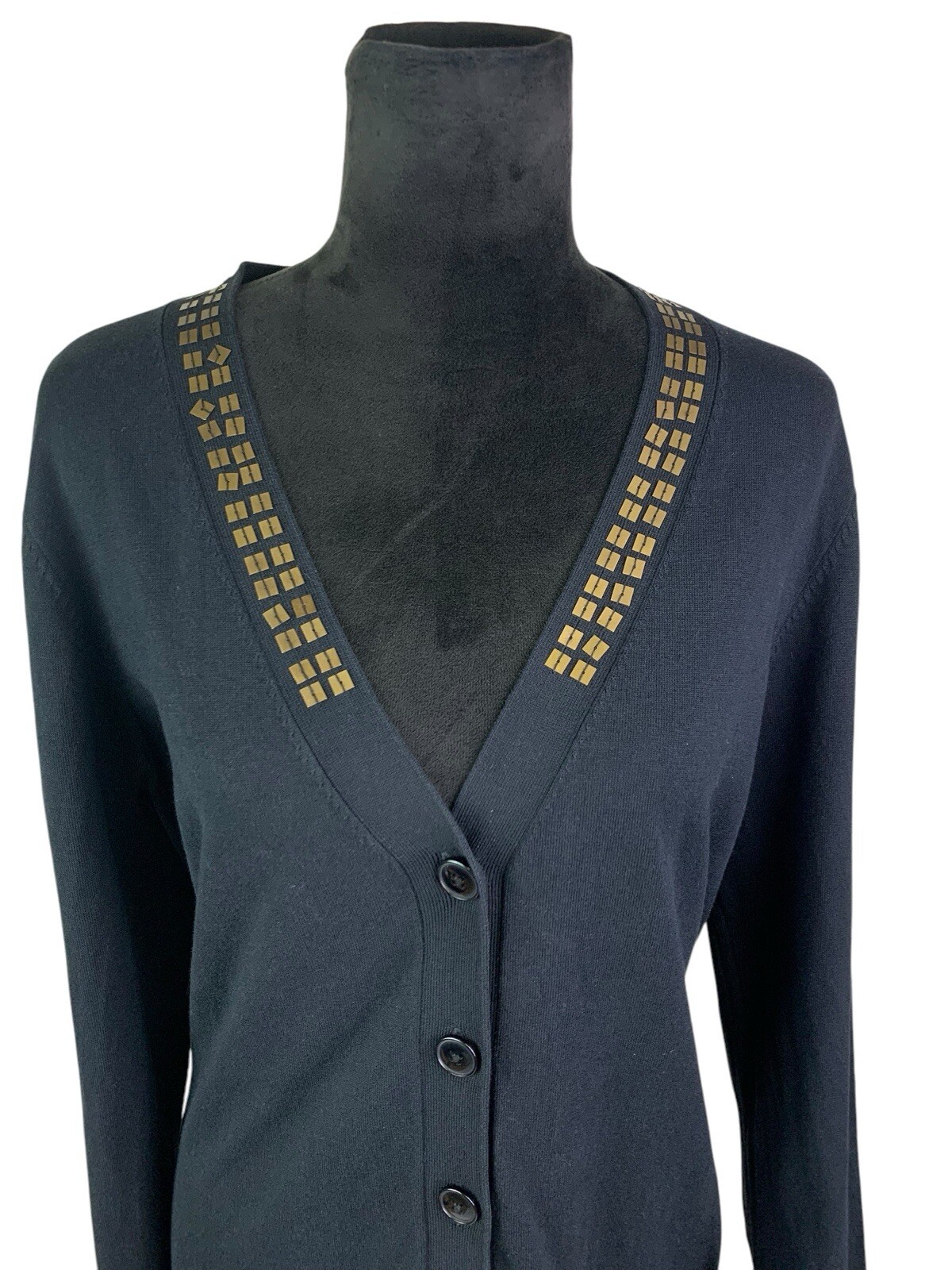 Pendleton Black Silk Blend Sequin V-Neck Cardigan… - image 2