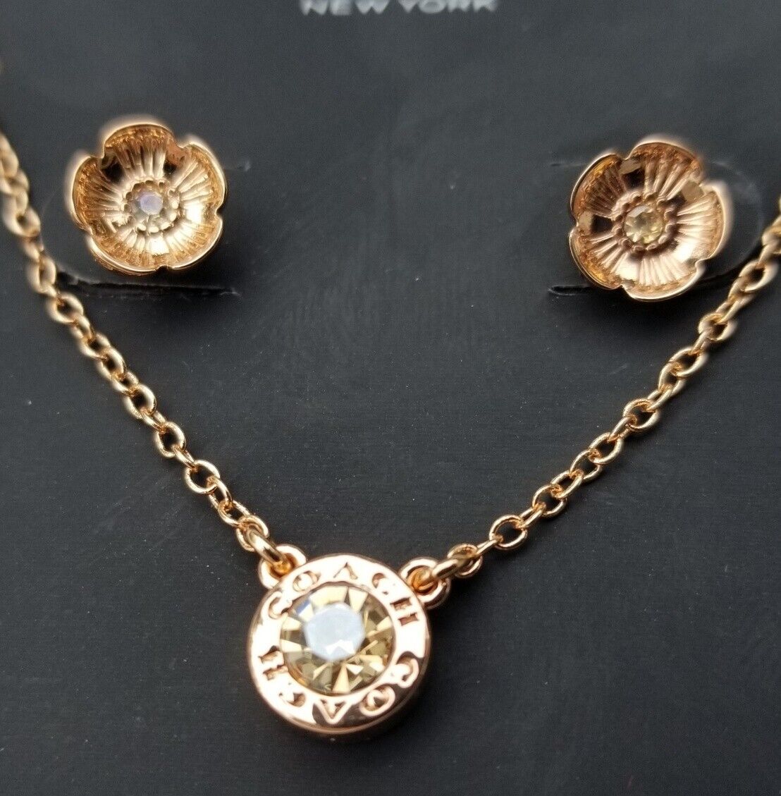 Authentic COACH Necklace & Earring Set: Rose Gold… - image 7