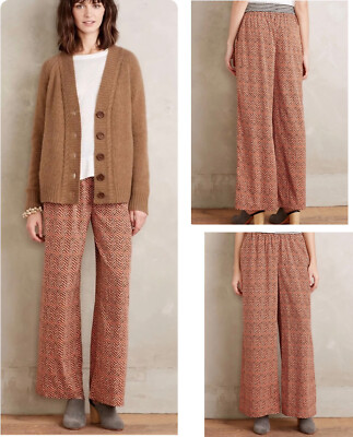 Anthropologie Ranna Gill Zig Zag Wide-Leg Trousers Palazzo Pants Size Large NWOT