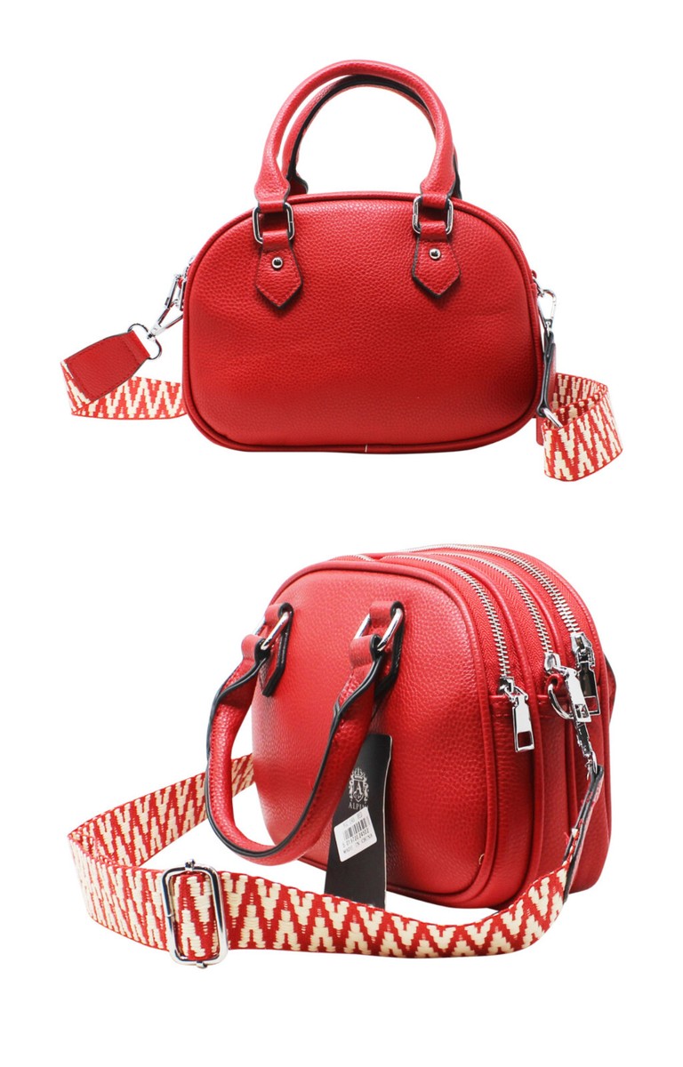 Ladies Triple Zip Sections Grab Handbag Multicolour Cross Body Strap Bag  YGC-245