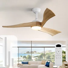 Sofucor 3 Solid Wood Ceiling Fan with Lights and Remote 3 Downrods High CFM Fan