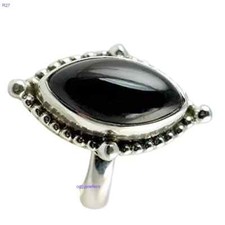 Handmade 925 Sterling Silver Ring Black Onyx Gemstone Band For Women  Girls