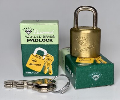 2pcs Vintage NOS Diamond Brand Luggage Padlocks 1 1/4  Tall: Brass 2 Locks NIB