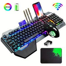 Wireless Gaming Keyboard and with Rainbow LED 16RGB Backlit Rechargeable 4800...