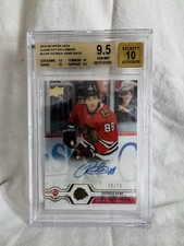 2019-20 Patrick Kane UD Exclusives Clear Cut /15 Beckett 9.5 On Card Auto 10