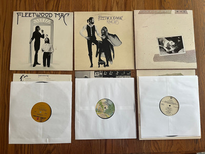 LOT OF 3 ORIGINAL FLEETWOOD MAC LP's -RUMOURS-TUSK-SELF TITLED-POSTER -INSERTS