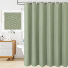 Sage Green Shower Curtain for Bathroom, 3D Embossed Textured Fabric Shower Cu...
