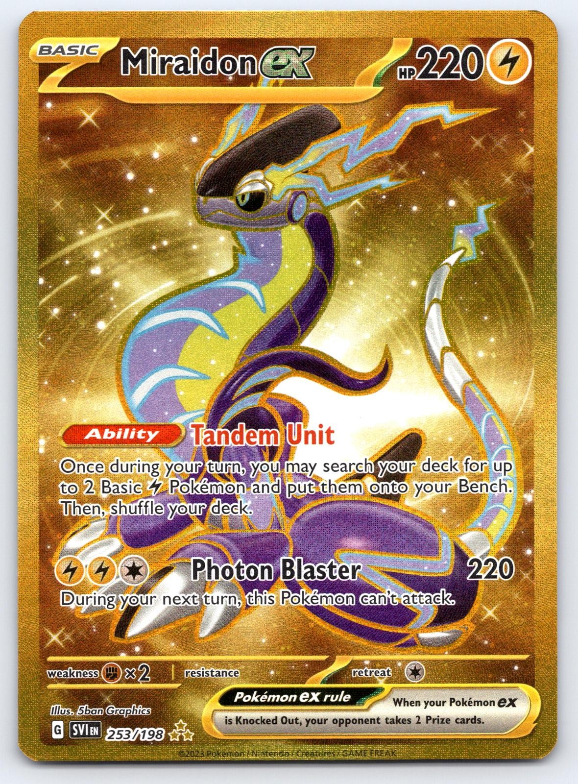 Miraidon ex 253/198 Hyper Rare Scarlet & Violet Pokemon Holo 2023 NM