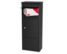 Allux München Paketbriefkasten verzinkter Stahl Schwarz 32 x 95 x 20 cm