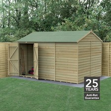 Forest 4LIFE 12x8 Shed Reverse Apex Double Door No Windows Wooden Garden Shed