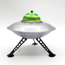 Restoration Hardware UFO Flying Saucer Tin Toy Retractable Landing Gear Yikes
