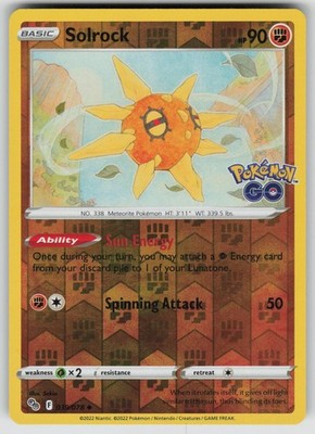 SOLROCK 039/078 UNCOMMON POKEMON GO POKEMON REVERSE HOLO NEAR MINT
