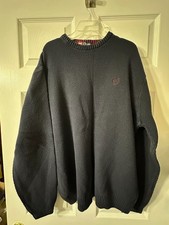 Chaps Mens size Large L/G Long Sleeve Cotton Sweater Dark Blue Classic Fit BLUE