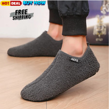 Men's Fuzzy Indoor Slippers Warm Plush House Shoes Soft Comfort Winter Slip On