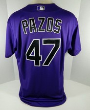 2020 Colorado Rockies James Pazos #47 Game Used Purple Jersey Spring Training 48