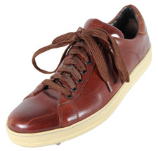TOM FORD Cognac Brown Calfskin Leather WARWICK Low Top Men's Sneakers 9 10