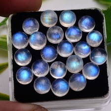 22 Pcs Natural Rainbow Moonstone 6mm Round Cabochon Untreated Loose Gemstone Lot