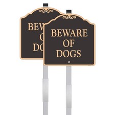 2 Pack Large Beware of Dog Sign with Stake