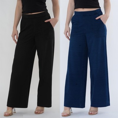 EX M&S Damen Jeanshose weites Bein Gummizug hoher Bund Damen Jeanshose