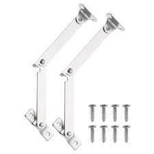 2Pcs 3.4" Folding Lid Support Hinges, Lift Up Stay Hinge with Screws, Silver