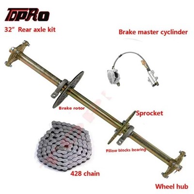 32'' Rear Axle Assembly Kit Shaft + Hub+ Chain+ Brake Master Cylinder for Go Kart