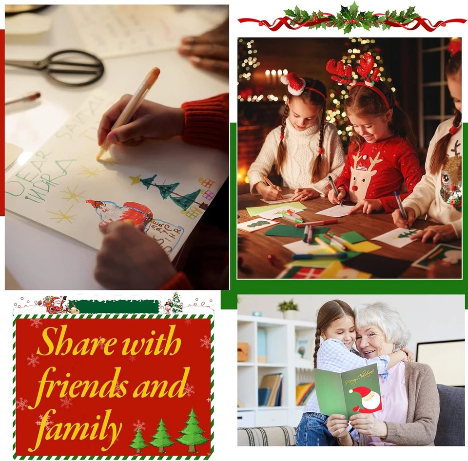 Tarjetas de Navidad con Pegatinas Feliz Navidad Tarjetas de Felicitación Clásicas 240 Set Foto 3 de 4