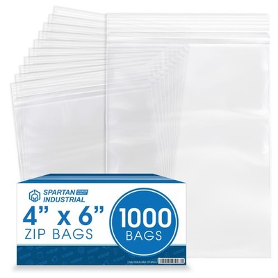 Spartan Industrial - 4  X 6  1000 Count 2 Mil Clear Reclosable Zip Plastic