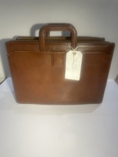 New Real “TEXIER” French Tan/Brown Leather Briefcase Laptop Bag