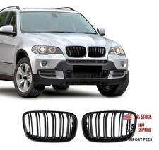 Front Grill Compatible with BMW X5 E70 Glossy Black Double Slats E70 2007-2014 
