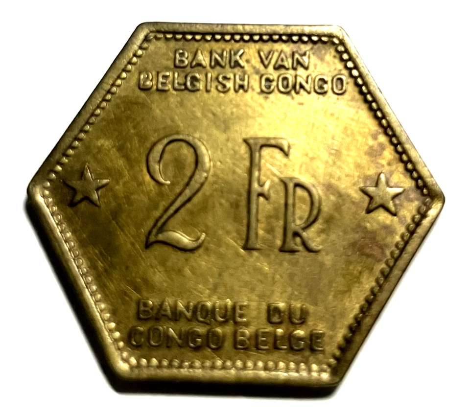 elf Belgian Congo 2 Francs 1943 African Elephant Philadelphia Mint  C63 - Image 2 of 2