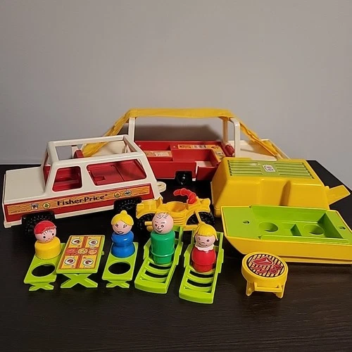 VTG Fisher Price Little People Family Car Pop-Up Camper Set #992 1979 Complete