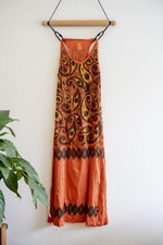 Boho Maxikleid Orange mit Paisley & Om Print ...