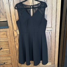 Whbm white house black market little black skater dress with lace detail sz 12