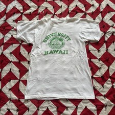 Vintage 1960s University Of Hawaii T Shirt Mens Cotton Russell White