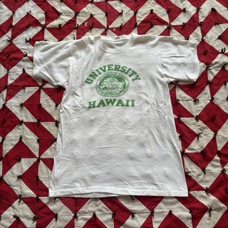 Vintage 1960s University Of Hawaii T Shirt Mens Cotton Russell White