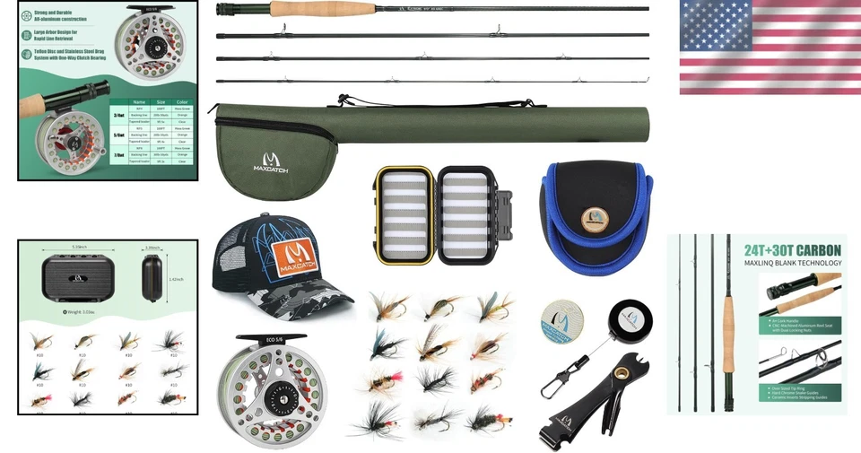 Kit combinado de pesca con mosca: traje de caña y carrete de 8'6" con estuche de viaje para todos los niveles Foto 2 de 4