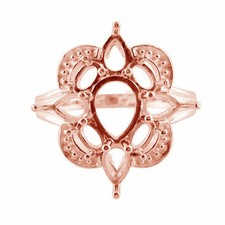 Semi Mount Oval 3x5MM Faceted Cut Wedding Ring Sterling Silver