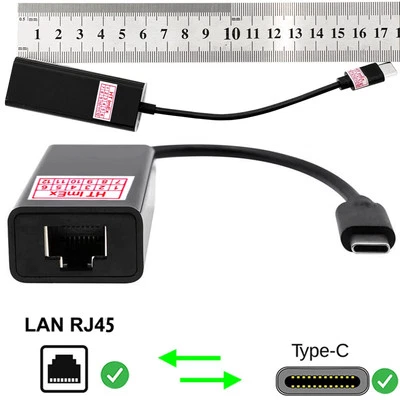 Schwarz USB C 3.1 Adapter zu LAN Connector Kabel RJ45 Netzwerk Ethernet Internet - Bild 1 von 4