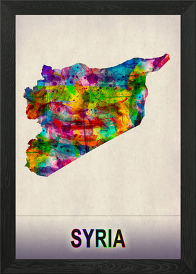 Syria Map in Watercolor Framed Wall Art Poster Canvas Print Picture