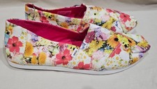 Toms Alpargata Flats, white Photoreal Floral Print, womens size 8