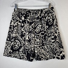 Natural Life Tribal Print Swim Trunks Size Large Black Cream Surf Board Shorts