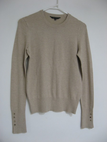 PORTMANS FAWN LONG SLEEVE JUMPER WITH STUD DETAIL AT CUFFS SIZE XS