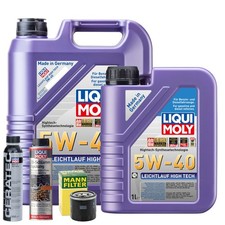 Motoröl 5W40 LIQUI MOLY High Tech 6L +MANN Ölfilter +Ölschlammspülung +Cera Tec
